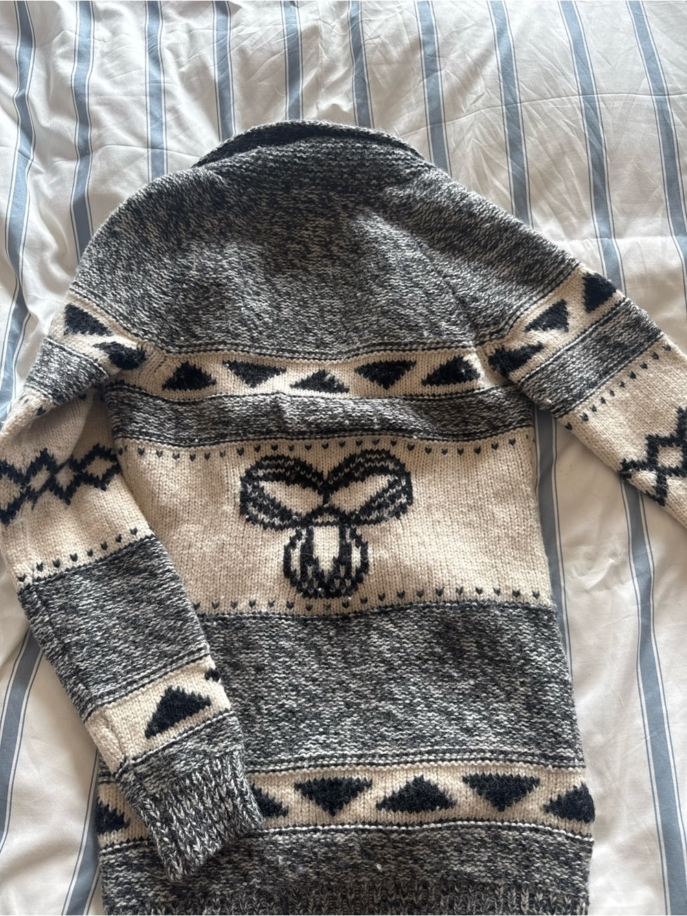 TNA Black and Cream Patterned Knit Cardigan